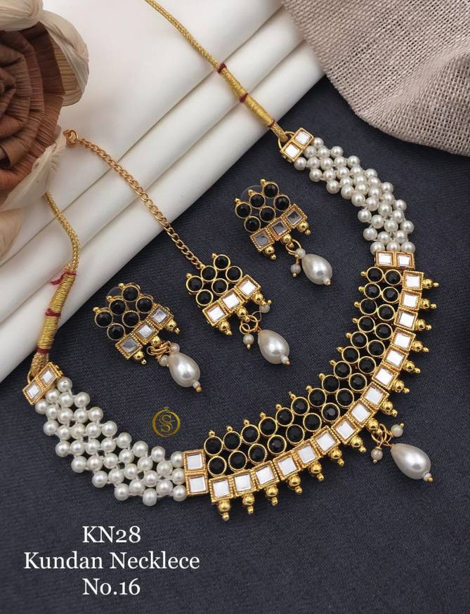 Kn 28 Kundan Crystal Moti Necklace Set Wholesale Price In Surat
